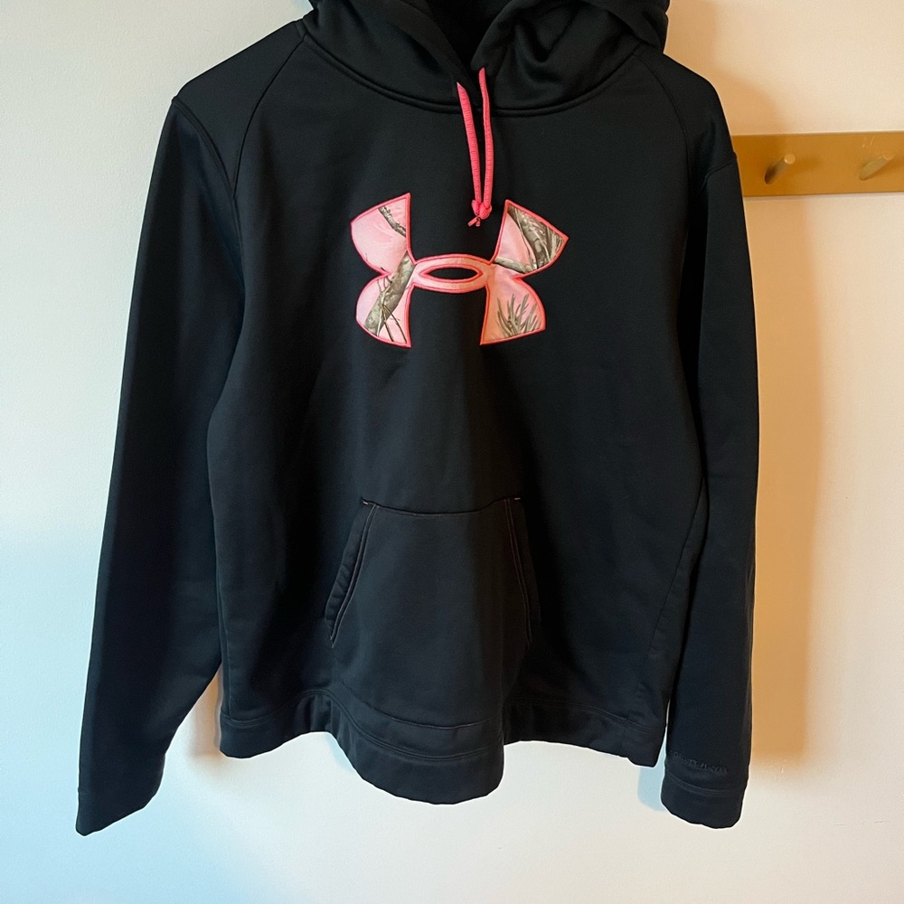 Under Armour Womens Black Jacket with Pink Logo, XL
